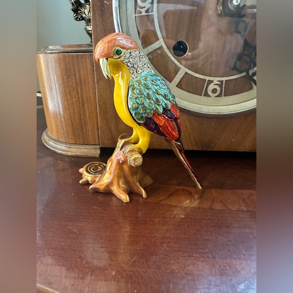 Bejeweled Enameled Animal Trinket Box/Figurine With Rhinestones- Bird 🐦